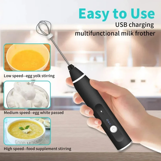 2 in 1 Rechargeable Electric Mixer (Handheld Milk Frother Electric Whisk/Coffee Beater)